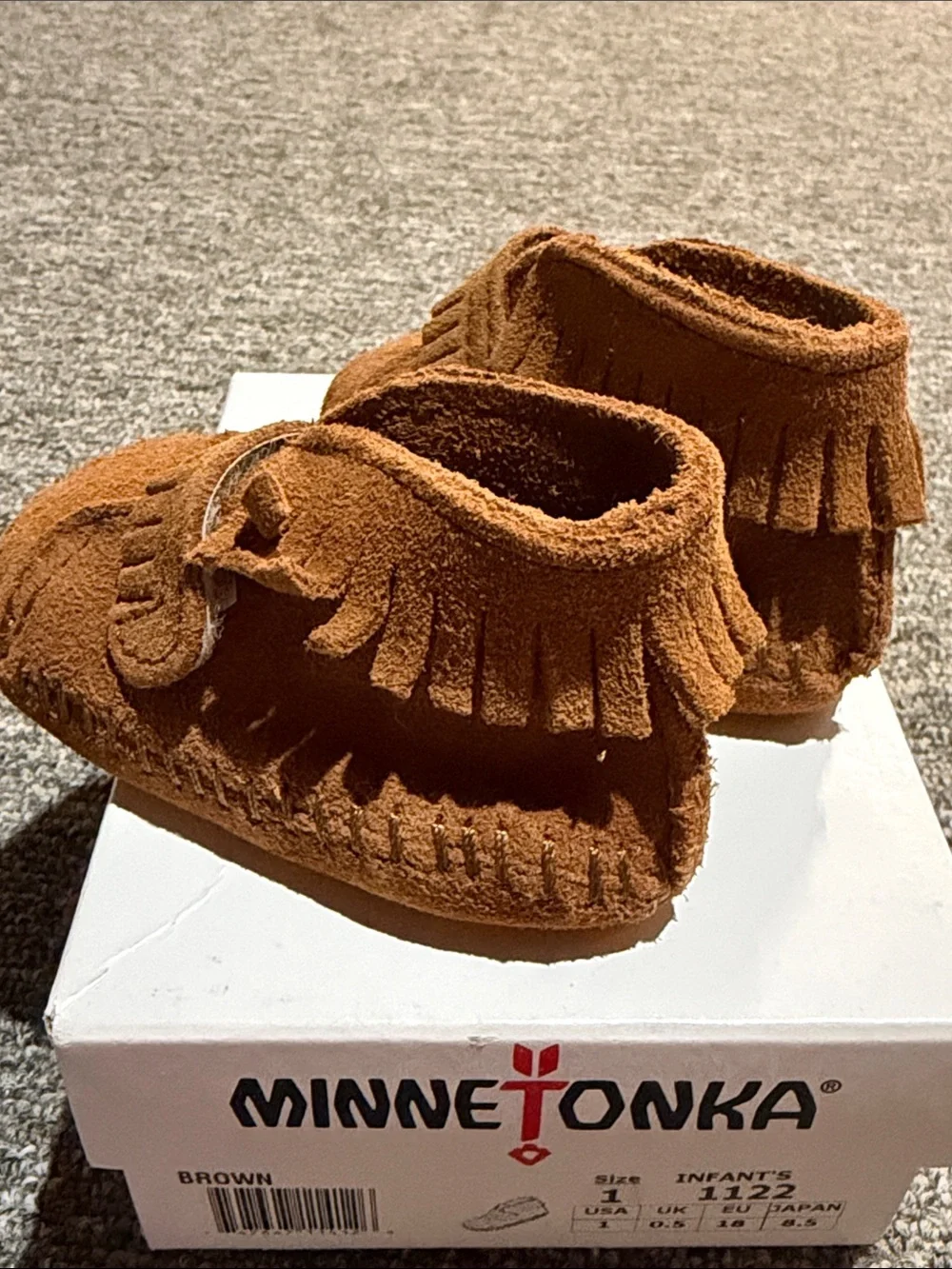 Minnetonka Brown Suede Fringe Infant Moccasins